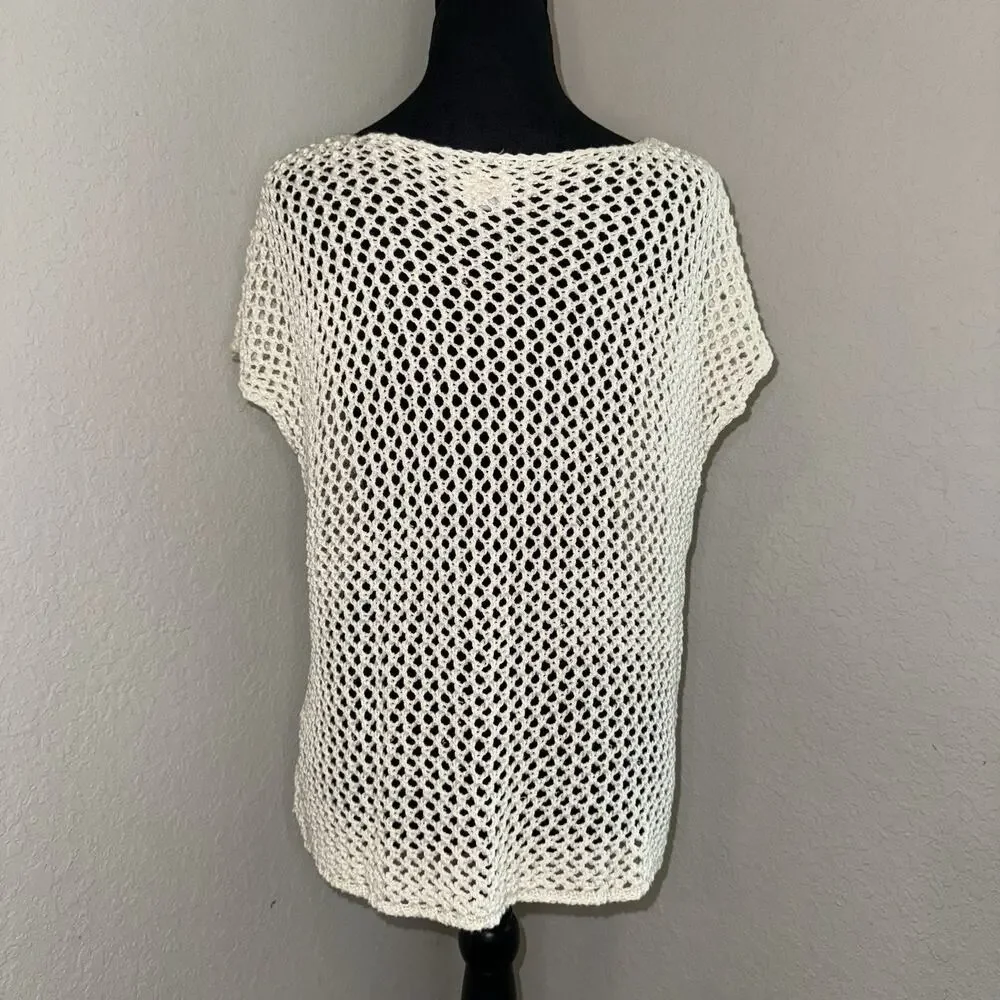 Converse One Star Women’s Open Knit Sweater Size XL Boho Layering Piece Ivory